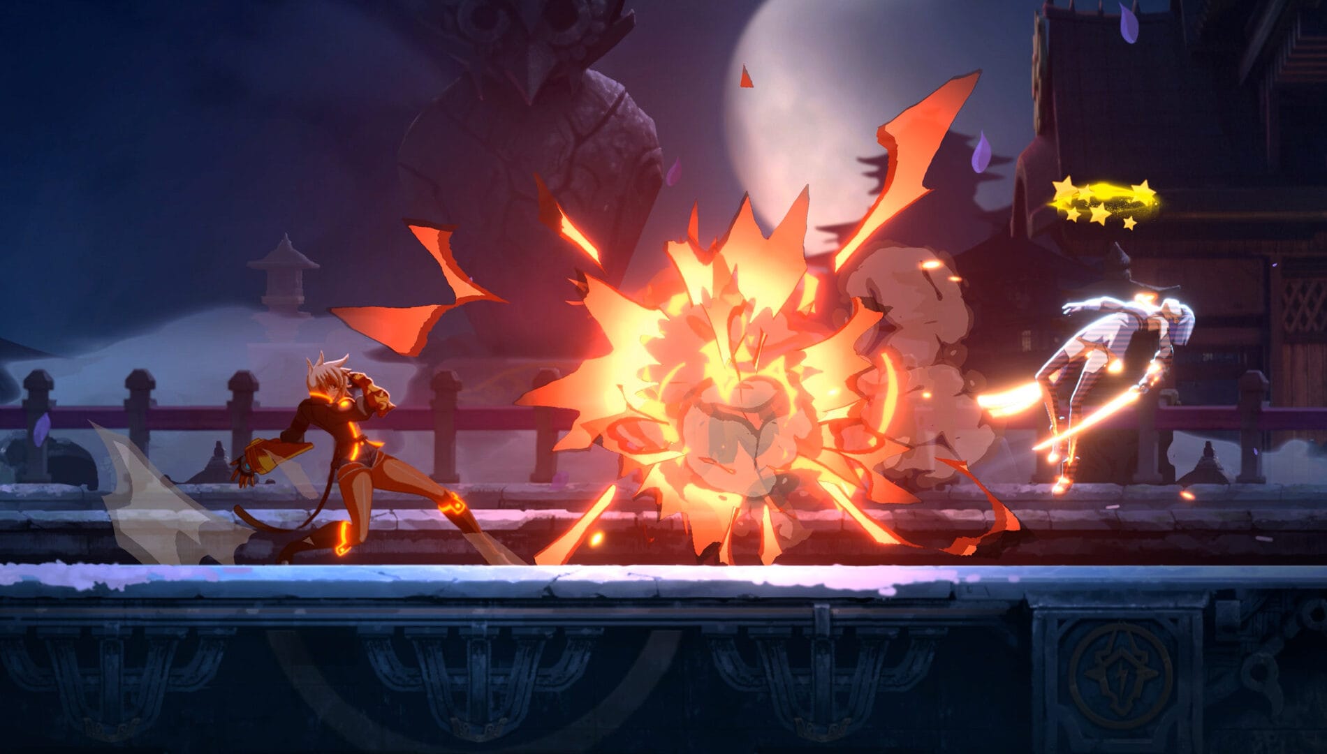 Screenshot of BlazBlue Entropy Effect X gameplay showing combat effects