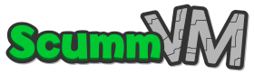 The ScummVM logo in green script with a gooey texture.