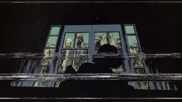 03:Stylized comic book panels showing characters and monsters, establishing the visual link to the source material.