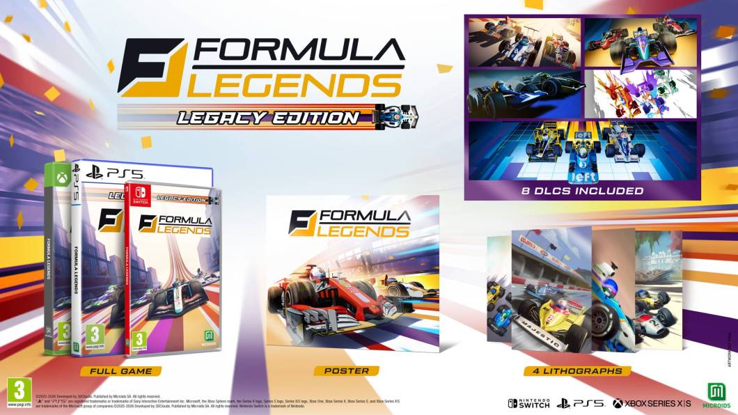 Physical box art and contents for Formula Legends Legacy Edition