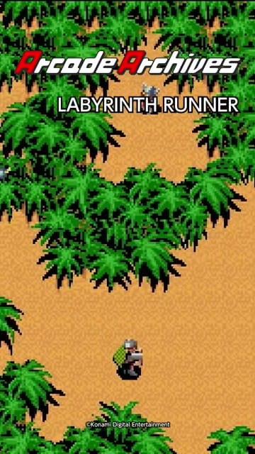 The character navigates through a dense jungle path surrounded by palm trees.