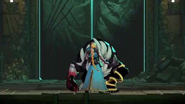 Trevor Belmont standing before a massive, white-furred werewolf boss.