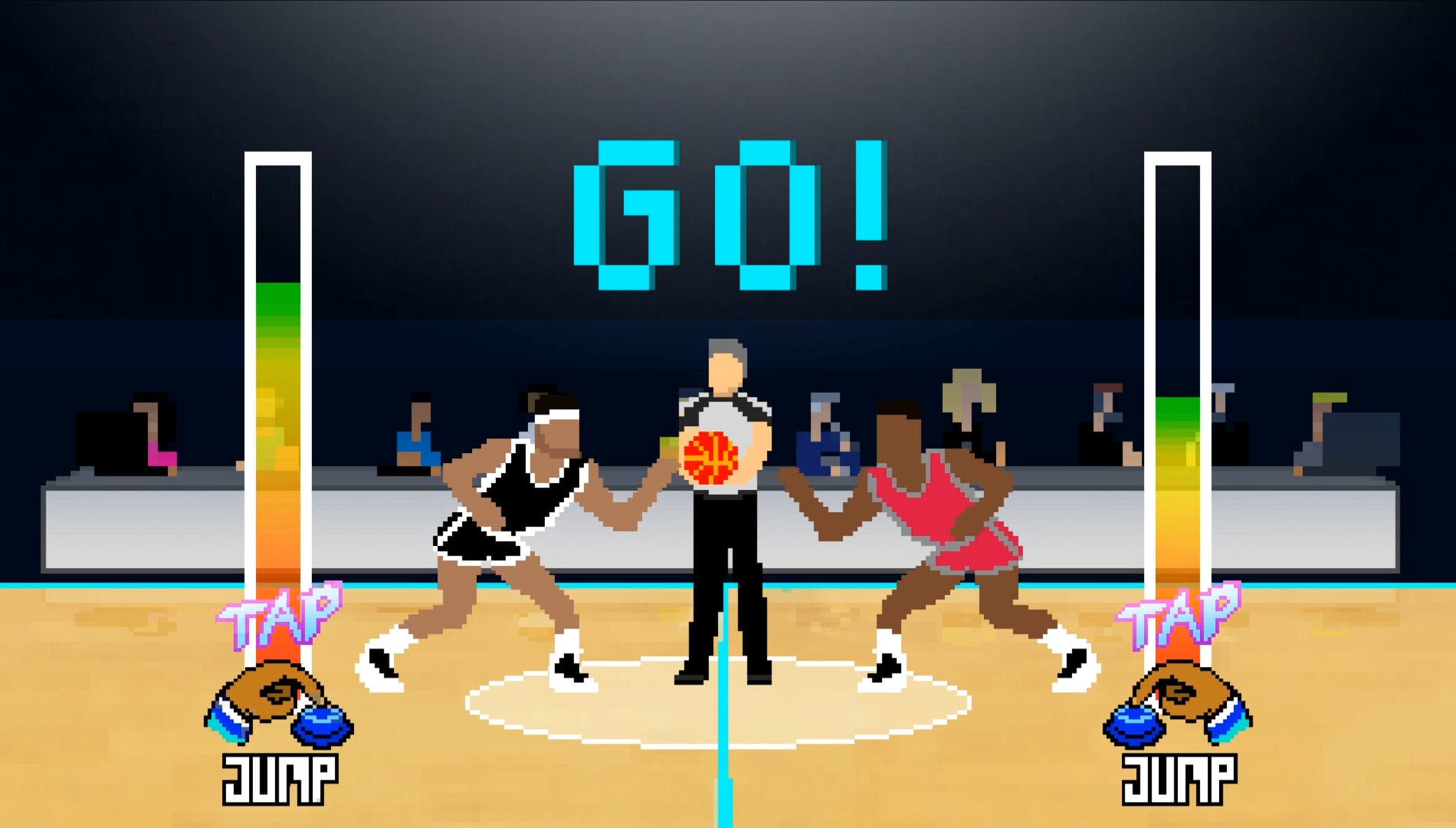 A gameplay screenshot of Basketball Classics showing a side-scrolling court