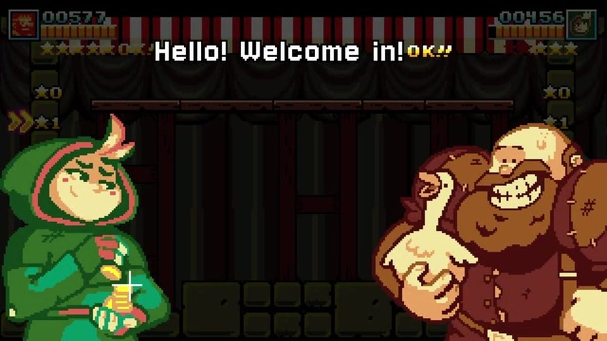 The in-game shop interface showing perks like Shuriken, Karate Carrot, and Fat Stack.