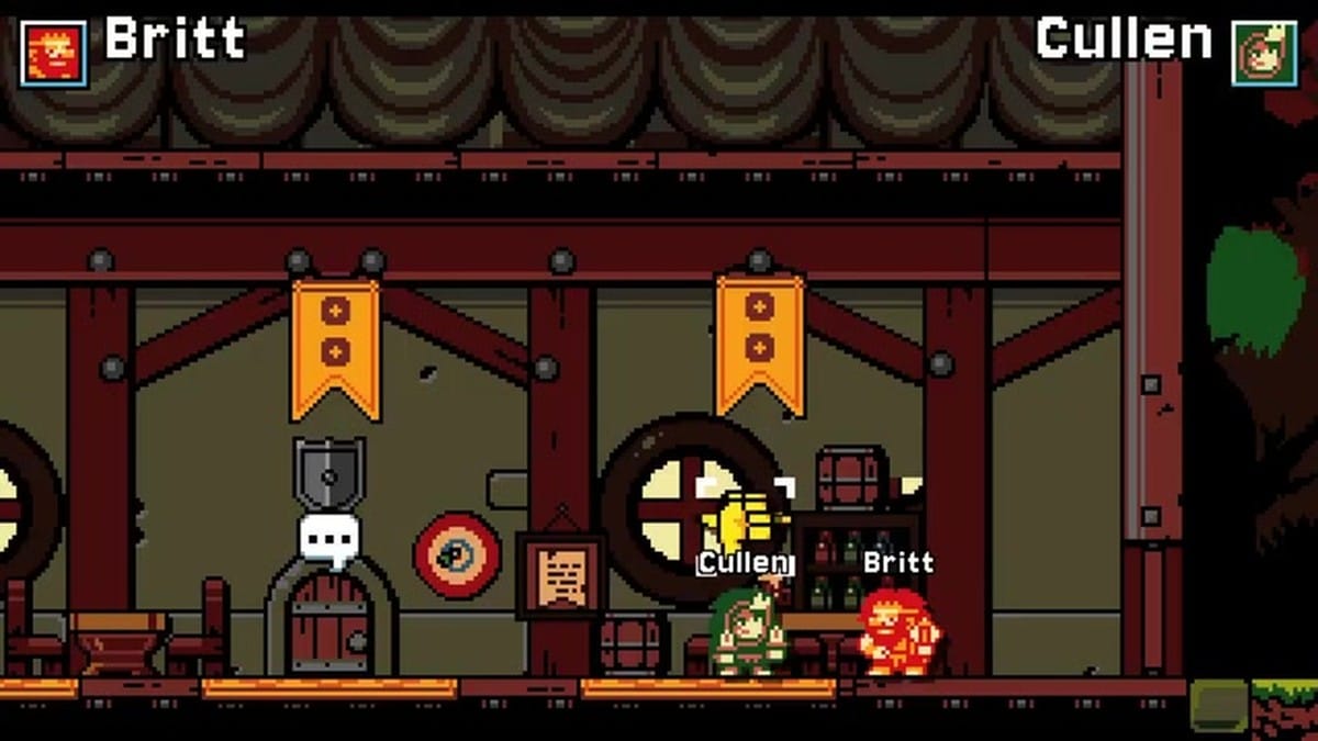 The character selection screen featuring Emeris the Mage and Biscuit the Dog.