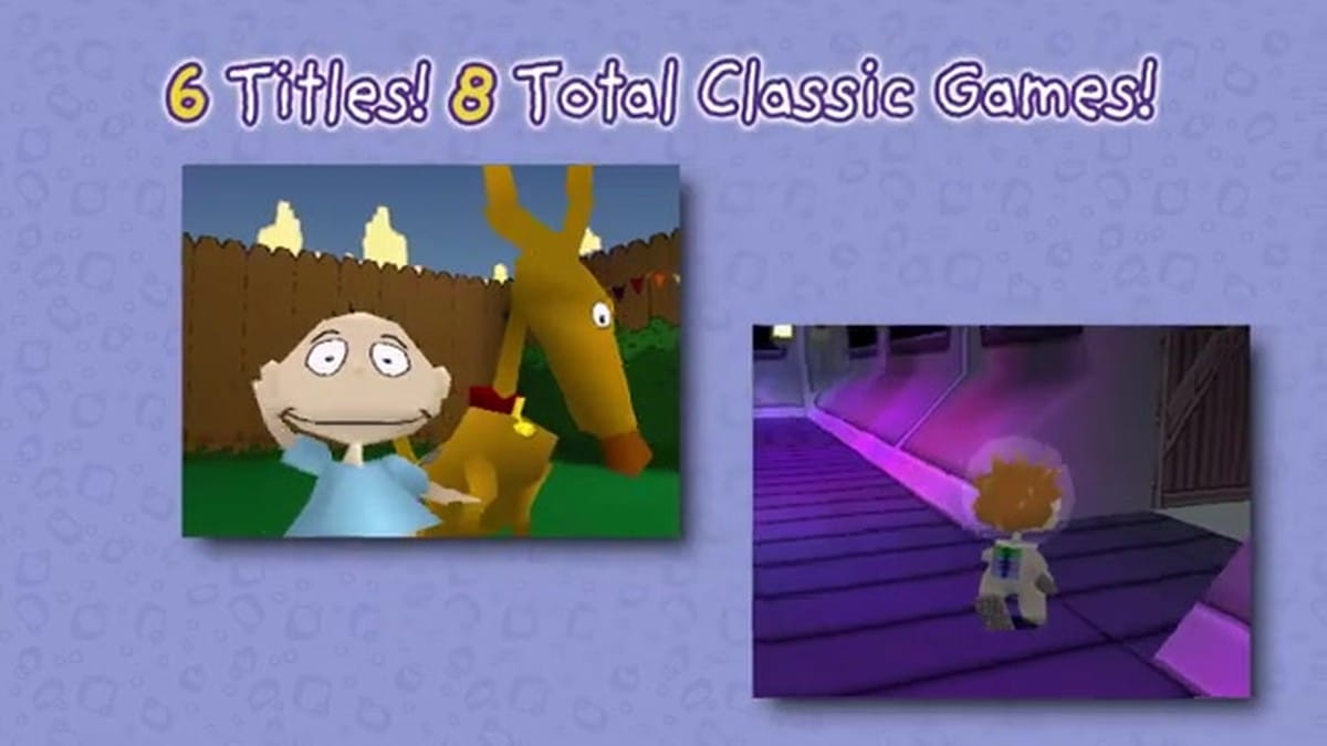 A split-screen montage showing the variety of 3D and 2D games included in the collection.