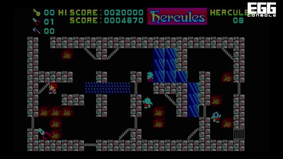 Level 9 gameplay showing centaur-like enemies and fire-filled corridors.