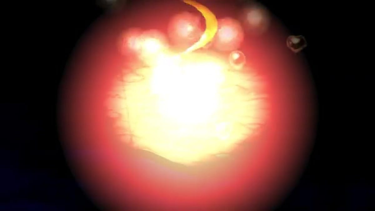A player placing an artifact on the world map to generate a new location.