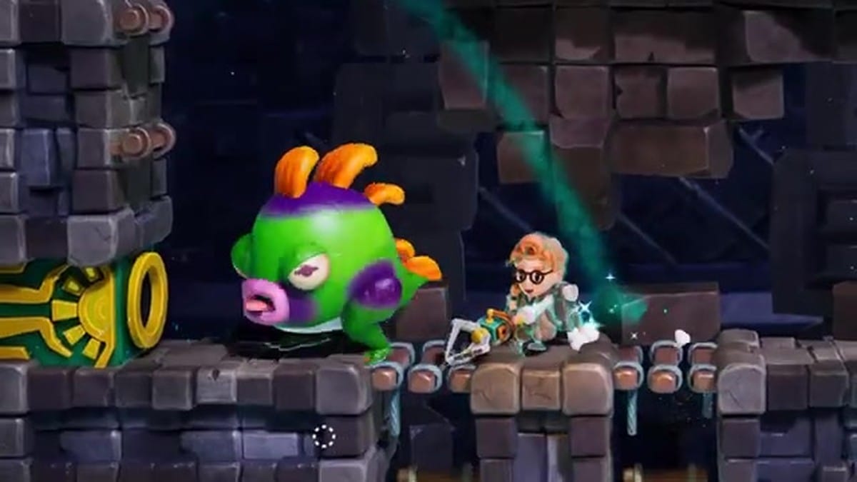 The player character being crushed by an 'unreasonably giant frog'.