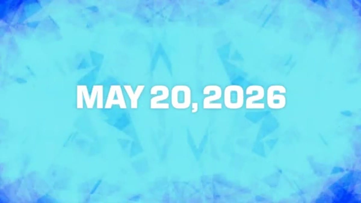 The date MAY 20, 2026 displayed in bold white text against a blue crystalline background