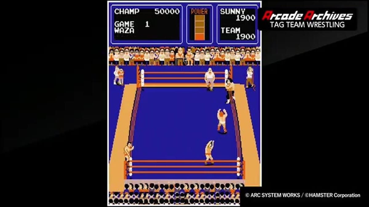 A player tagging in their partner at the edge of the ring