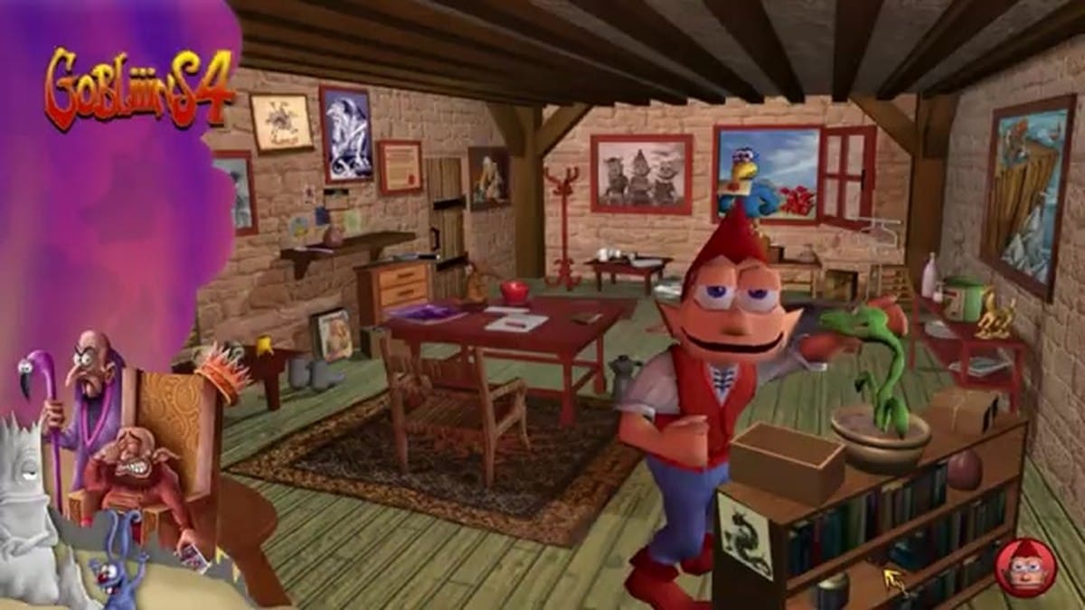 Gameplay footage from Gobliiins 4 showing the transition into 3D graphics