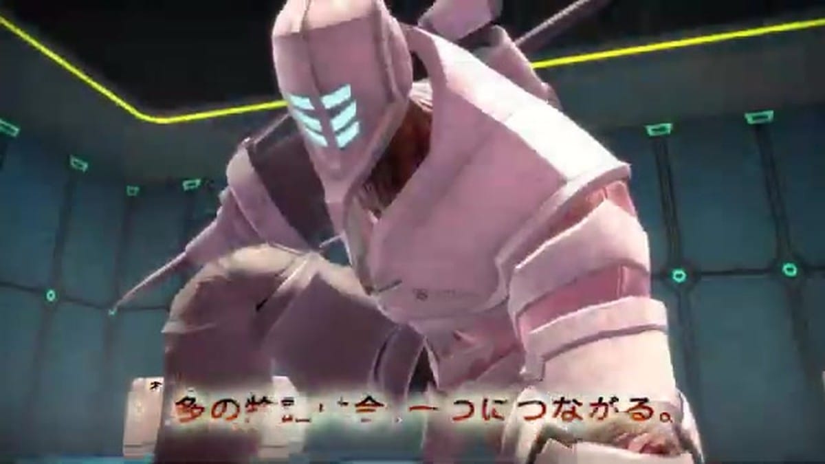 A look at the turn-based battle system featuring four party members against robotic foes in a tropical environment.
