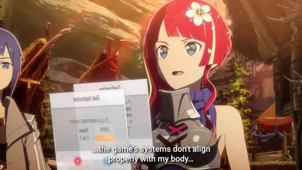 A duel interface showing a match between Asuna and the new character Emirun.