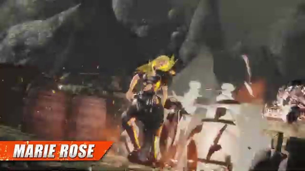 A giant Kraken tentacle attacking a fighter on a shipwreck stage