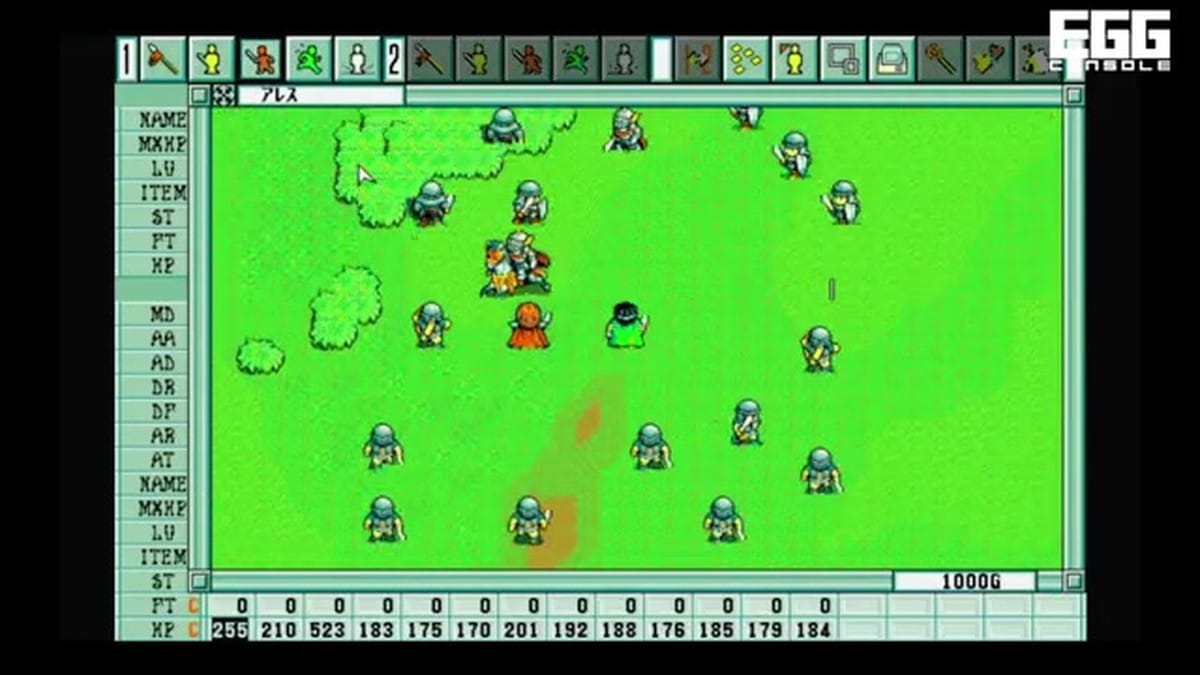 A large-scale field battle with dozens of small character sprites clashing