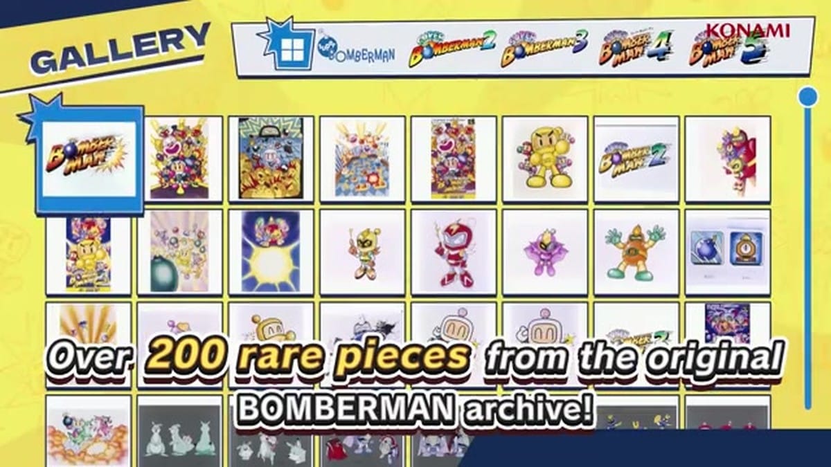 The in-game gallery showing a grid of concept art