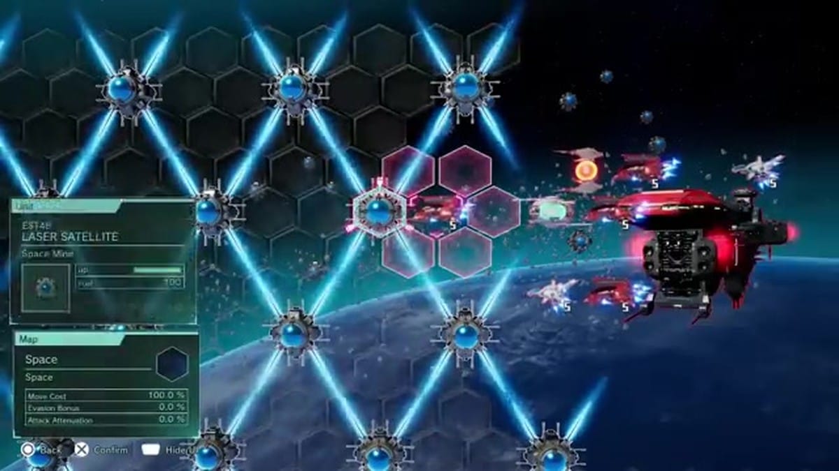 10.667:A hex-grid tactical map showing unit placement and attack ranges
