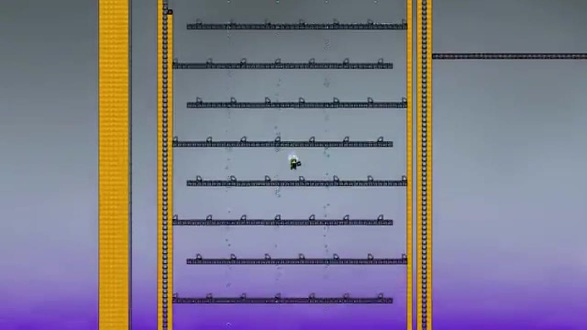 A massive vertical factory structure with numerous production lines and resource elevators.