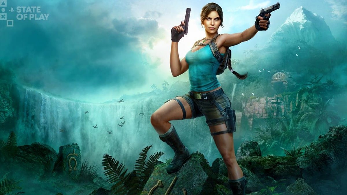 Tomb Raider: Legacy of Atlantis gameplay screenshot showing Lara Croft exploring ruins