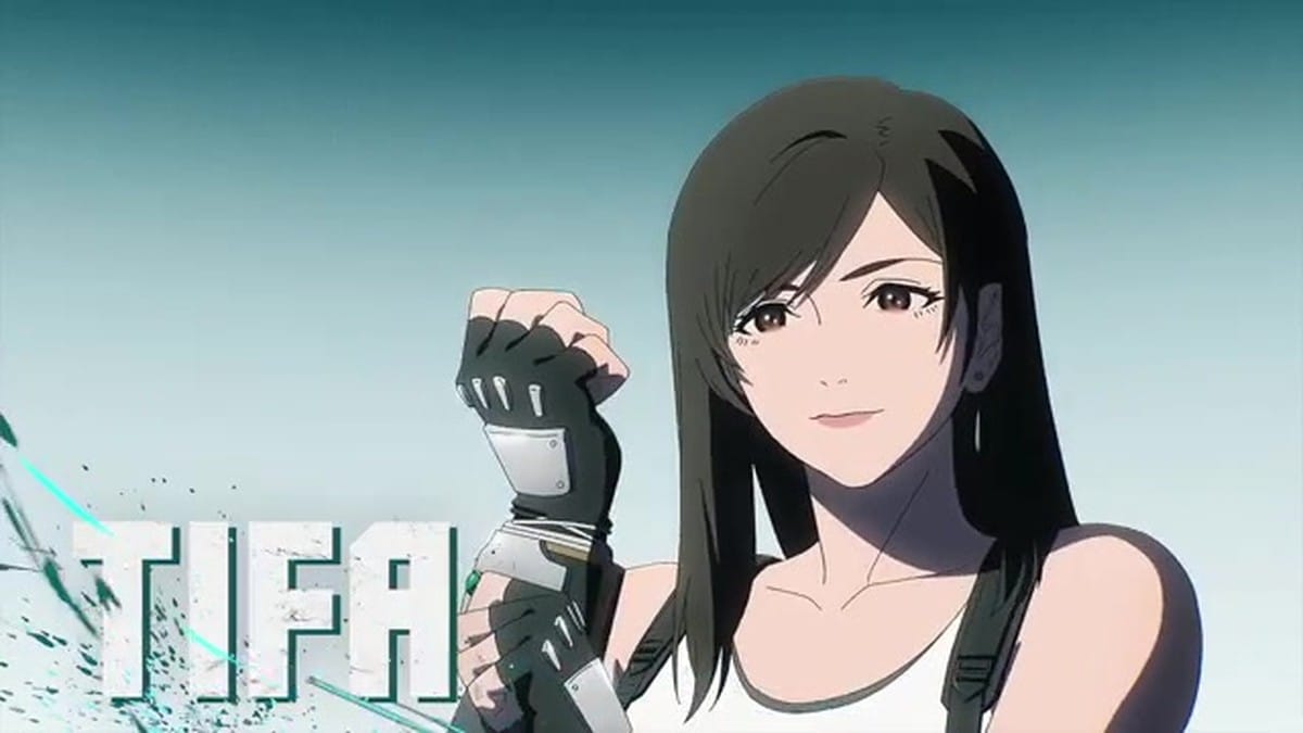 Tifa Lockhart's title card and character model reveal.
