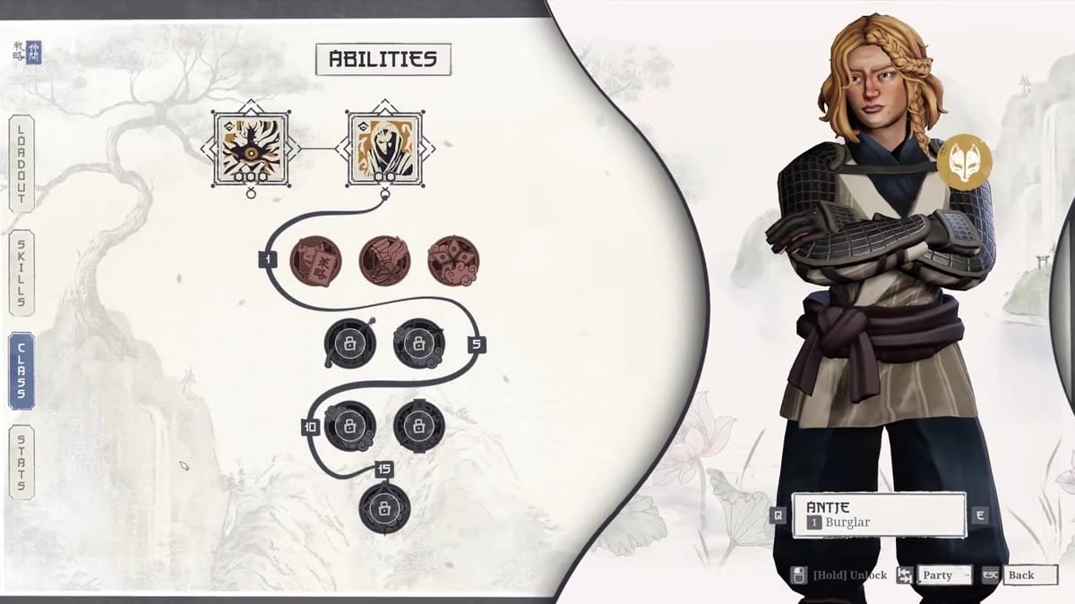 Antje's ability and perk progression trees