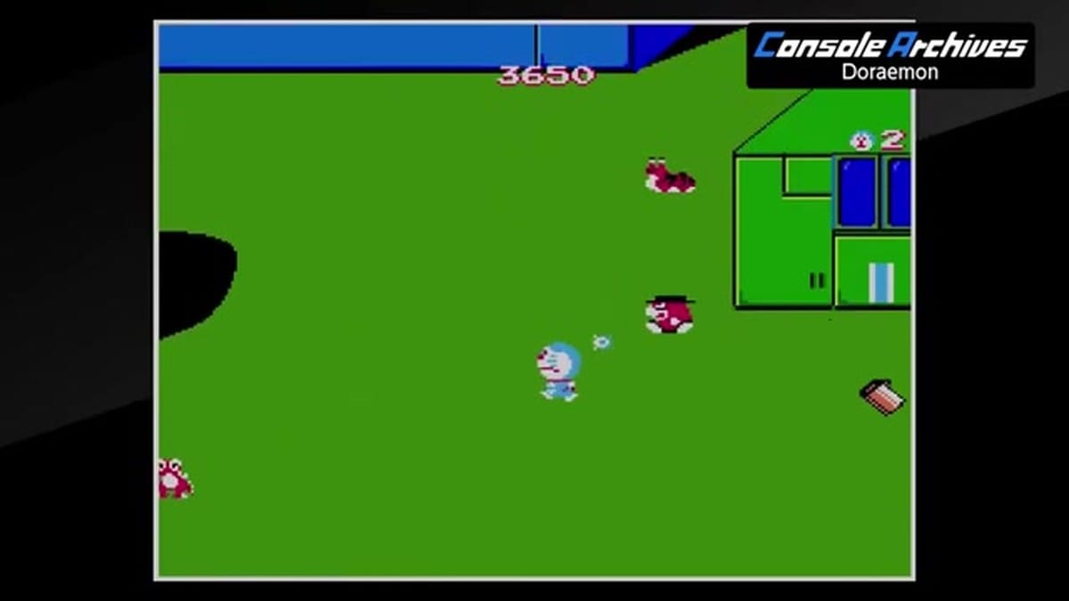 Top-down overhead view gameplay section in the town area