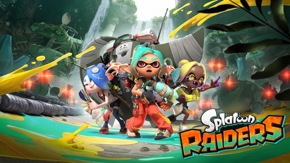 Key art for Splatoon Raiders featuring the Deep Cut trio and the player character