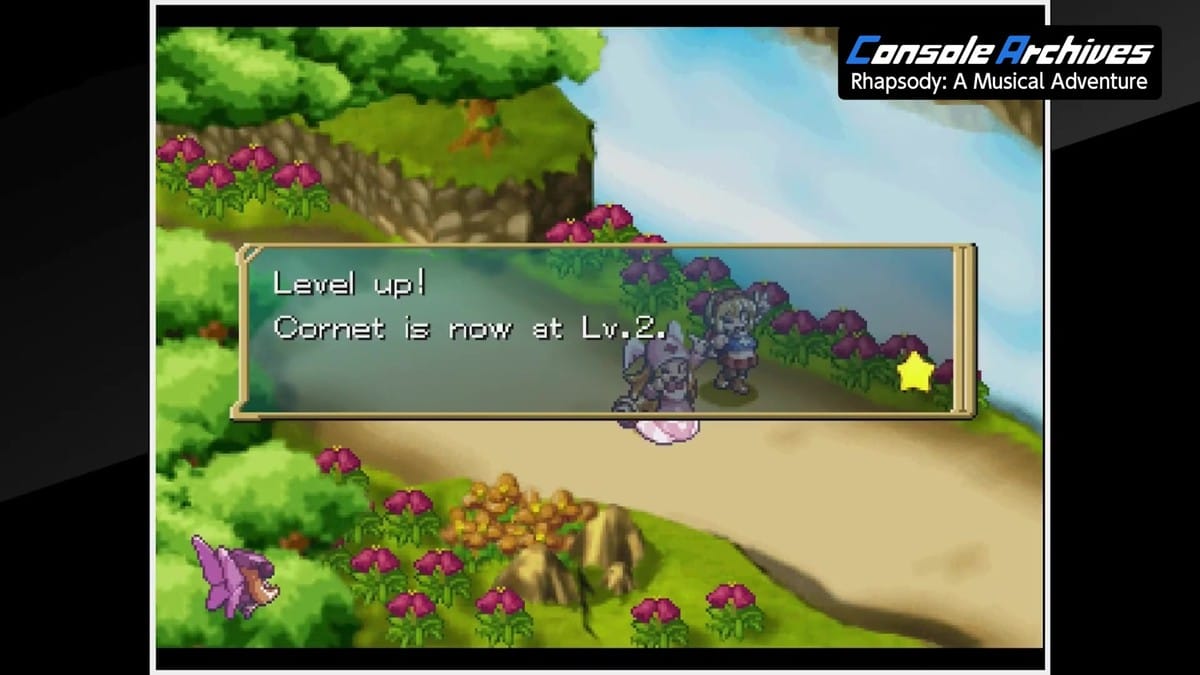 The post-battle results screen showing experience points gained and characters leveling up.