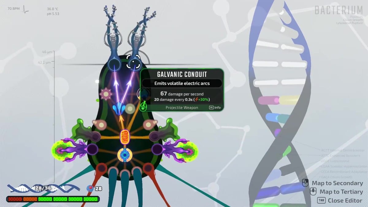 The mutation menu showing detailed pathogen customization