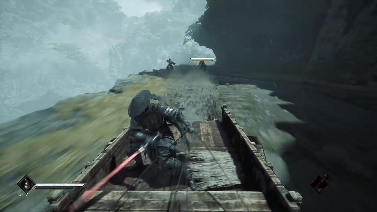The protagonist fighting on a moving horse-drawn carriage.