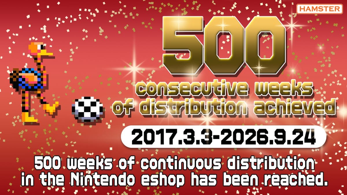 Hamster Corporation announcement commemorating 500 consecutive weeks of Nintendo eShop releases