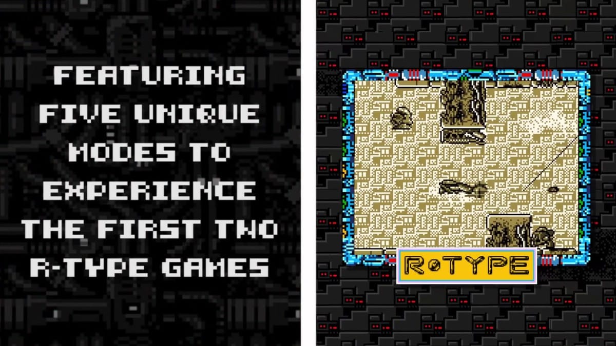 Split screen comparing original monochrome Game Boy mode and enhanced color modes