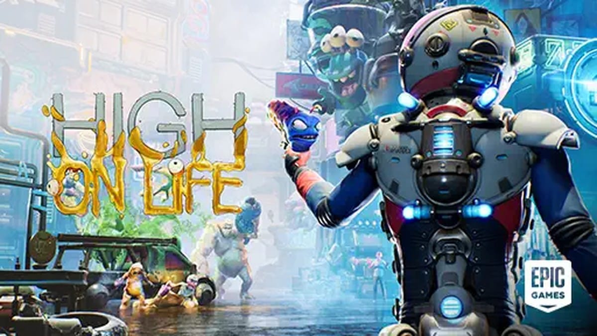 High on Life key art featuring talking alien guns