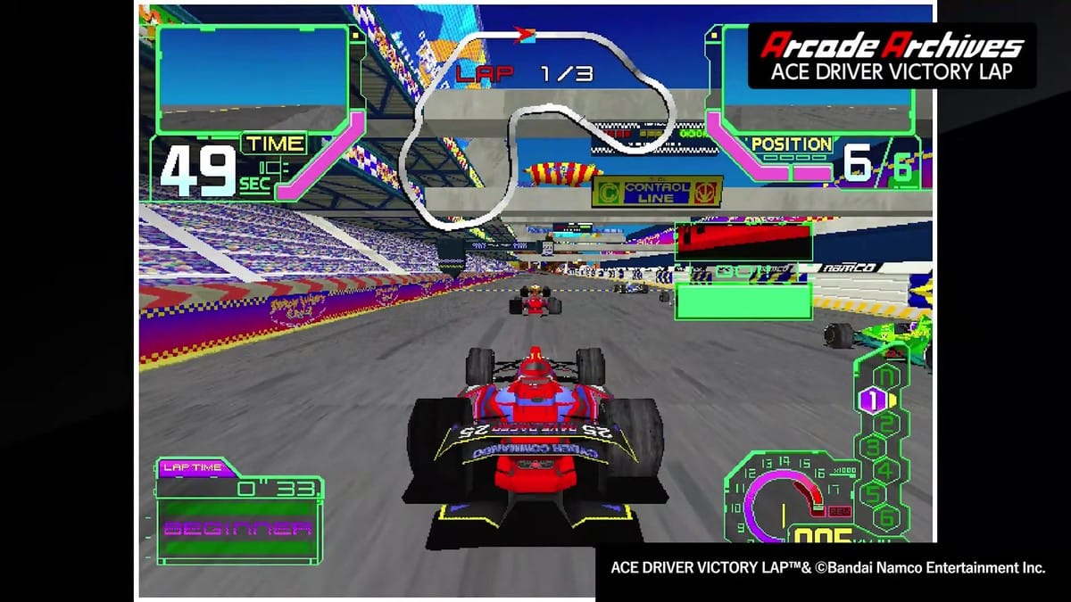 Start of the race showing the grid of Formula-style cars accelerating past grandstands.