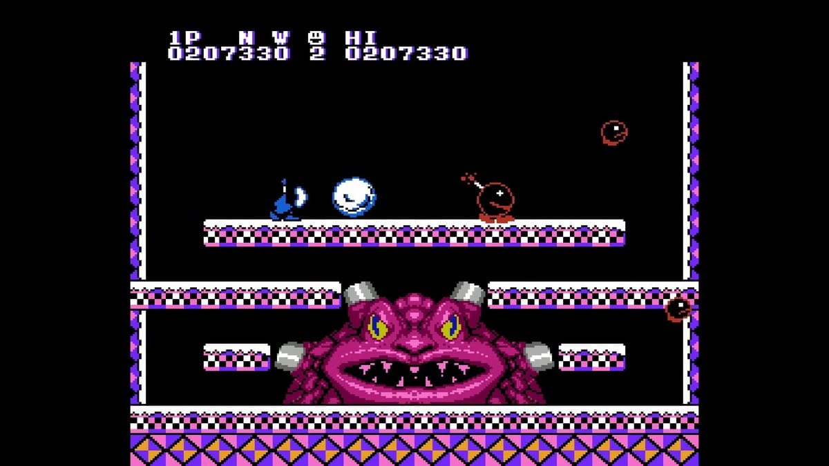 Boss fight against the giant frog boss at floor 10.