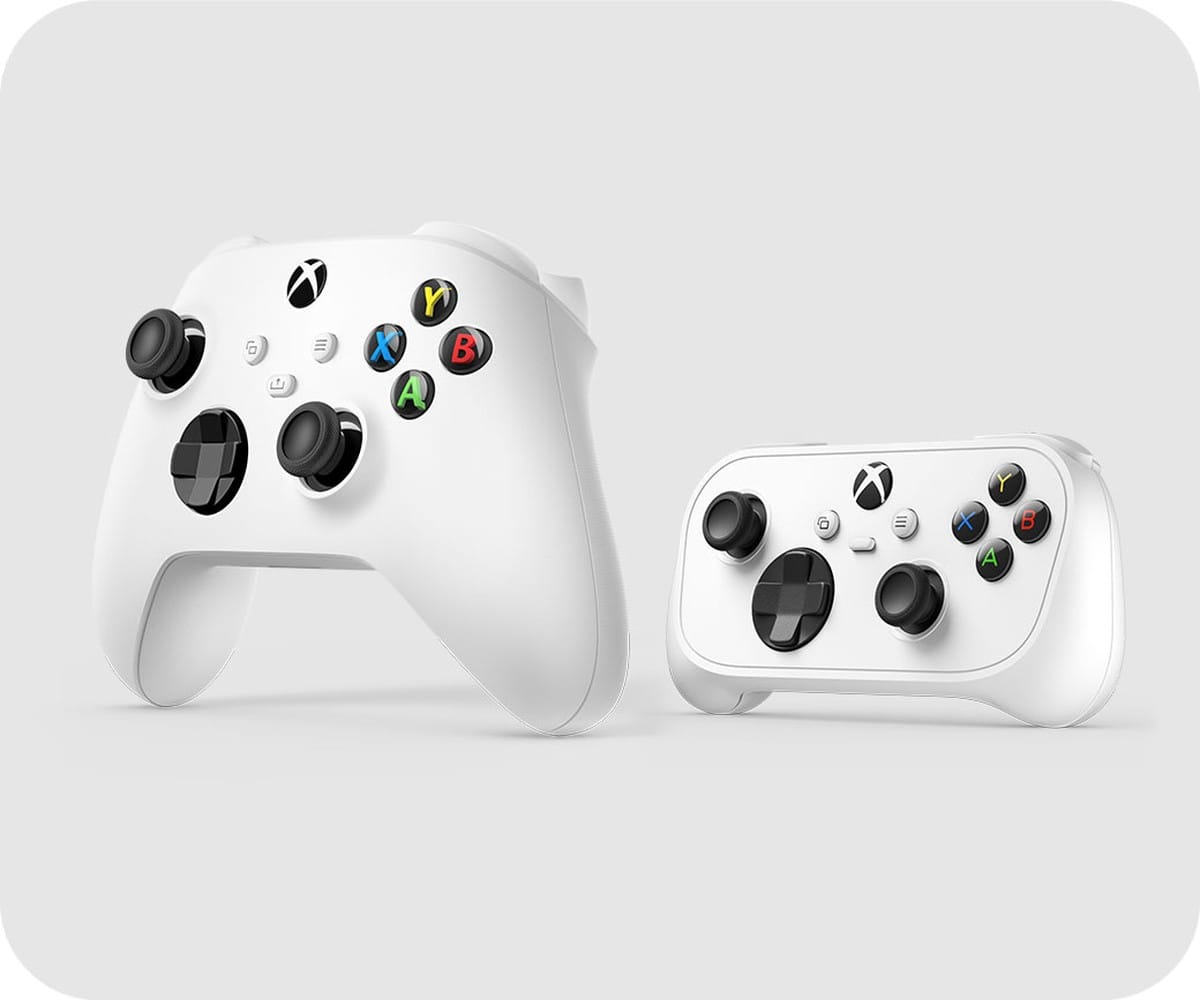 View of the XBOX Nano Controller side-by-side with the XBOX Wireless Controller