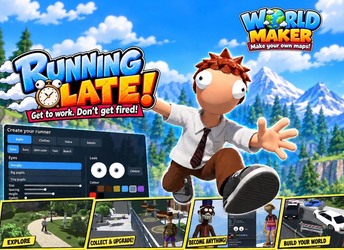 Running Late! 3D Chaotic comedy platformer promotional art