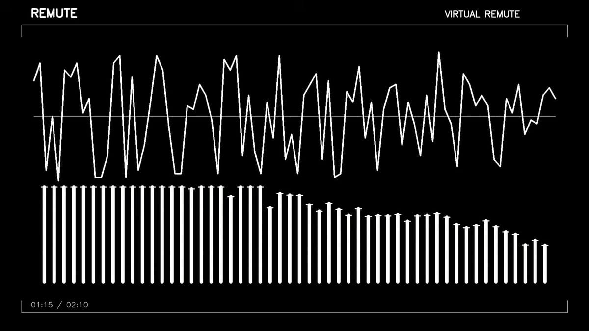 Jagged waveform peaks accompanying the vocal sample and heavy synth modulation