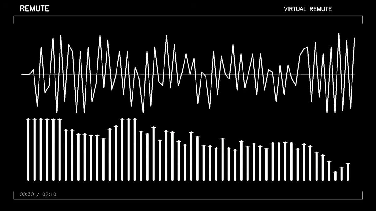 Dense high-frequency audio wave activity paired with mid-level equalizer bars