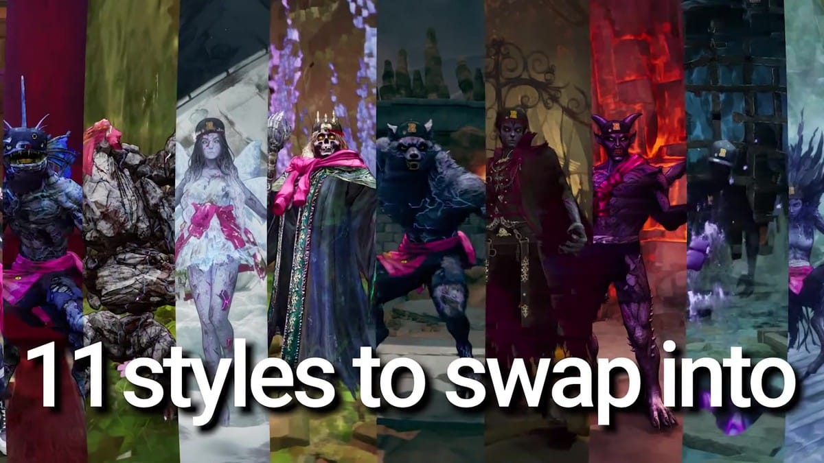 Showcase of the 11 transformation monster styles Davy can swap into