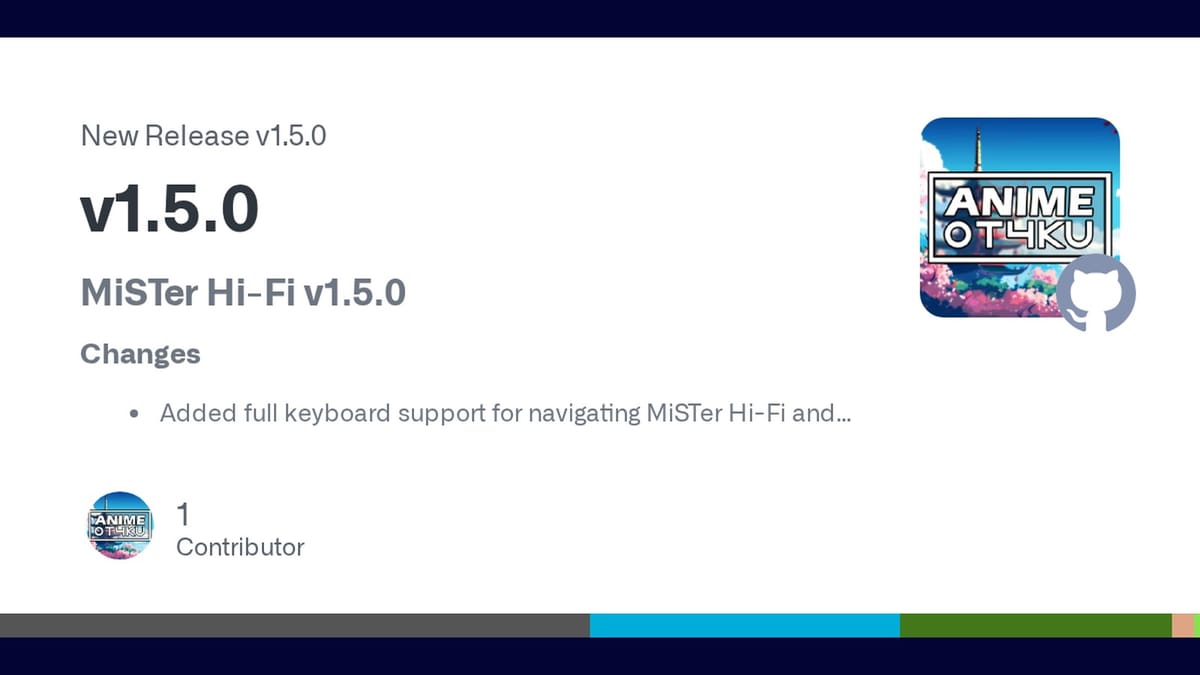 MiSTer Hi-Fi version 1.5.0 adds full keyboard navigation