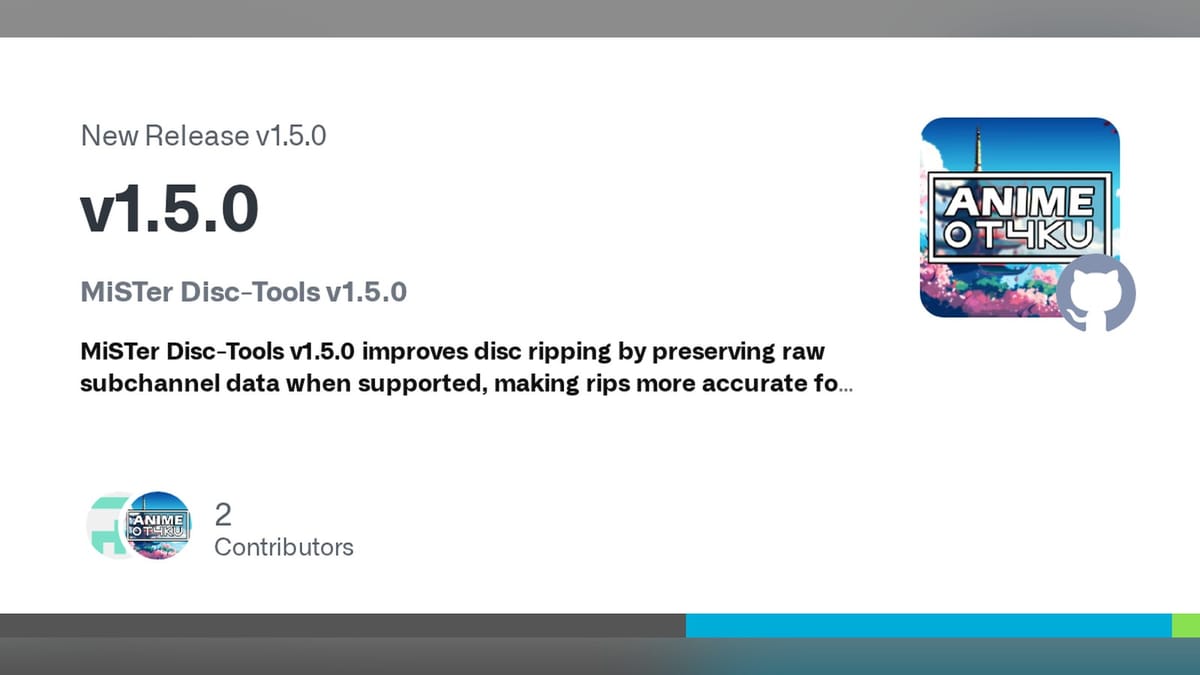 MiSTer-Disc-Tools v1.5.0 adds raw subchannel data ripping