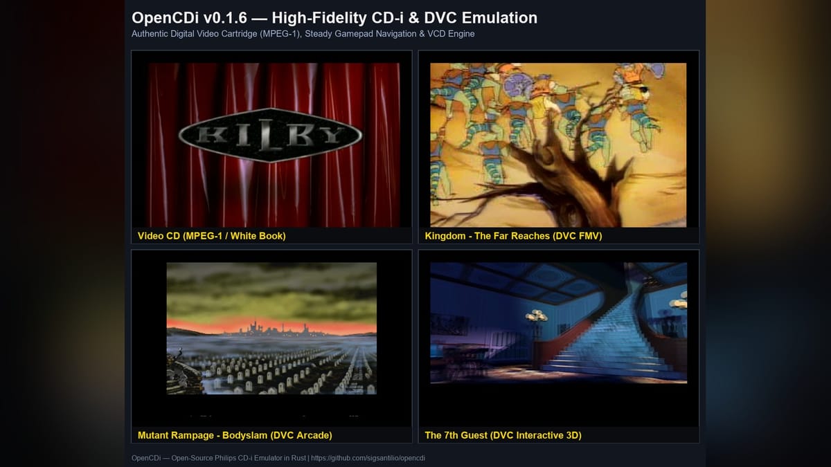 Philips CD-i emulator OpenCDi v0.1.6 adds Video CD support and DVC fixes