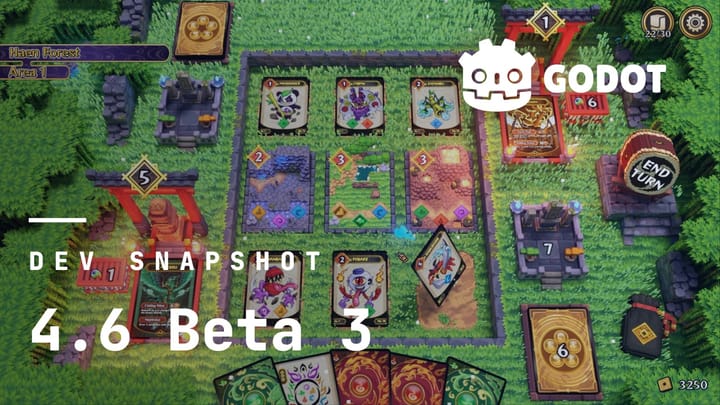 Featured image for Godot 4.6 beta 3 release featuring art from Sengodai
