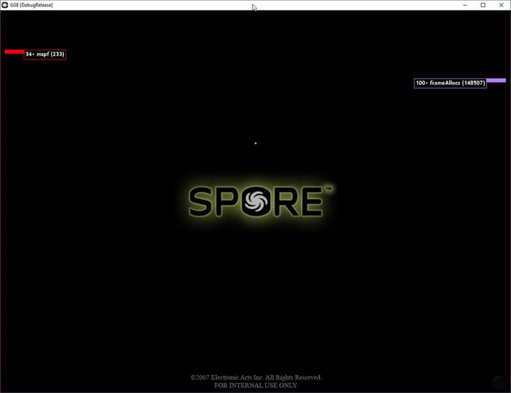 Title screen of the Spore prototype released by Hidden Palace