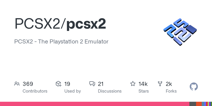 PCSX2 GitHub repository preview image showing the project logo