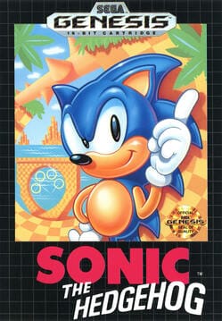 The North American Sega Genesis box art for Sonic the Hedgehog