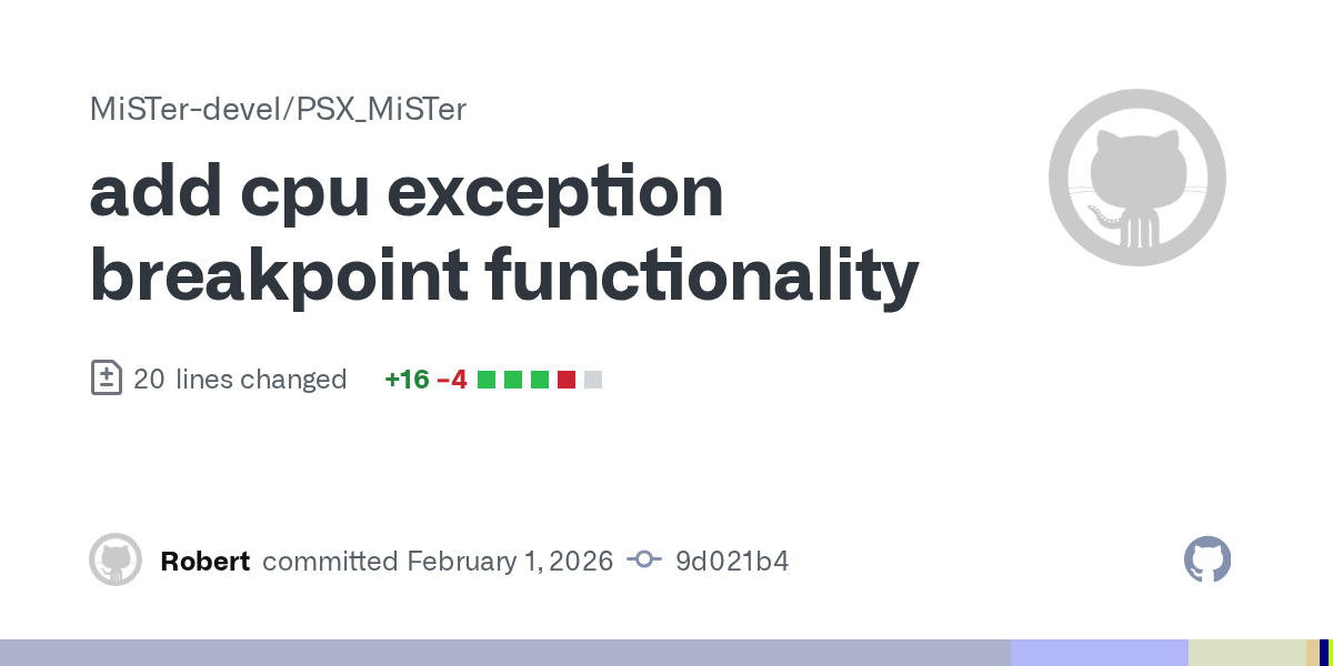 GitHub commit visualization for MiSTer PSX core update