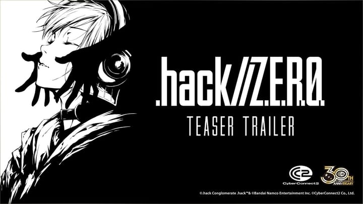 The official logo for .hack//Z.E.R.O. displayed against a dark background.